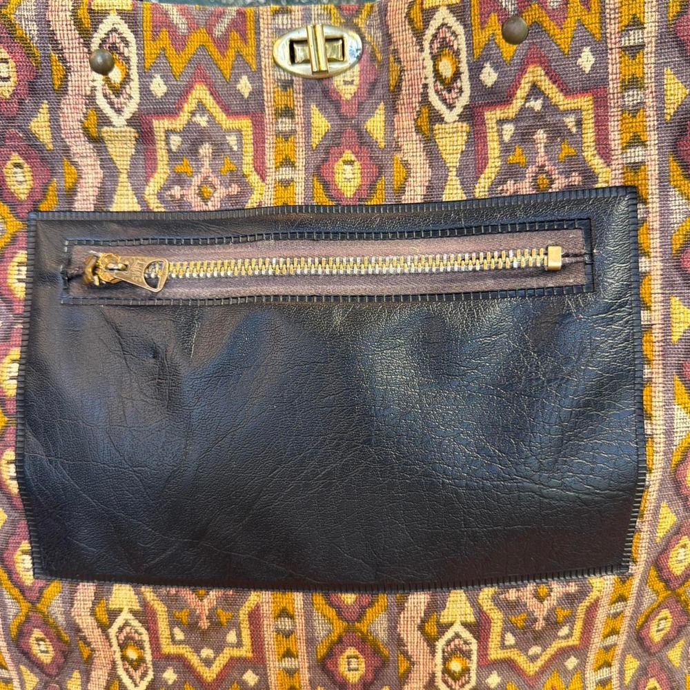 Vintage dark academia southwestern tapestry navy tote bag - Picture 6 of 8